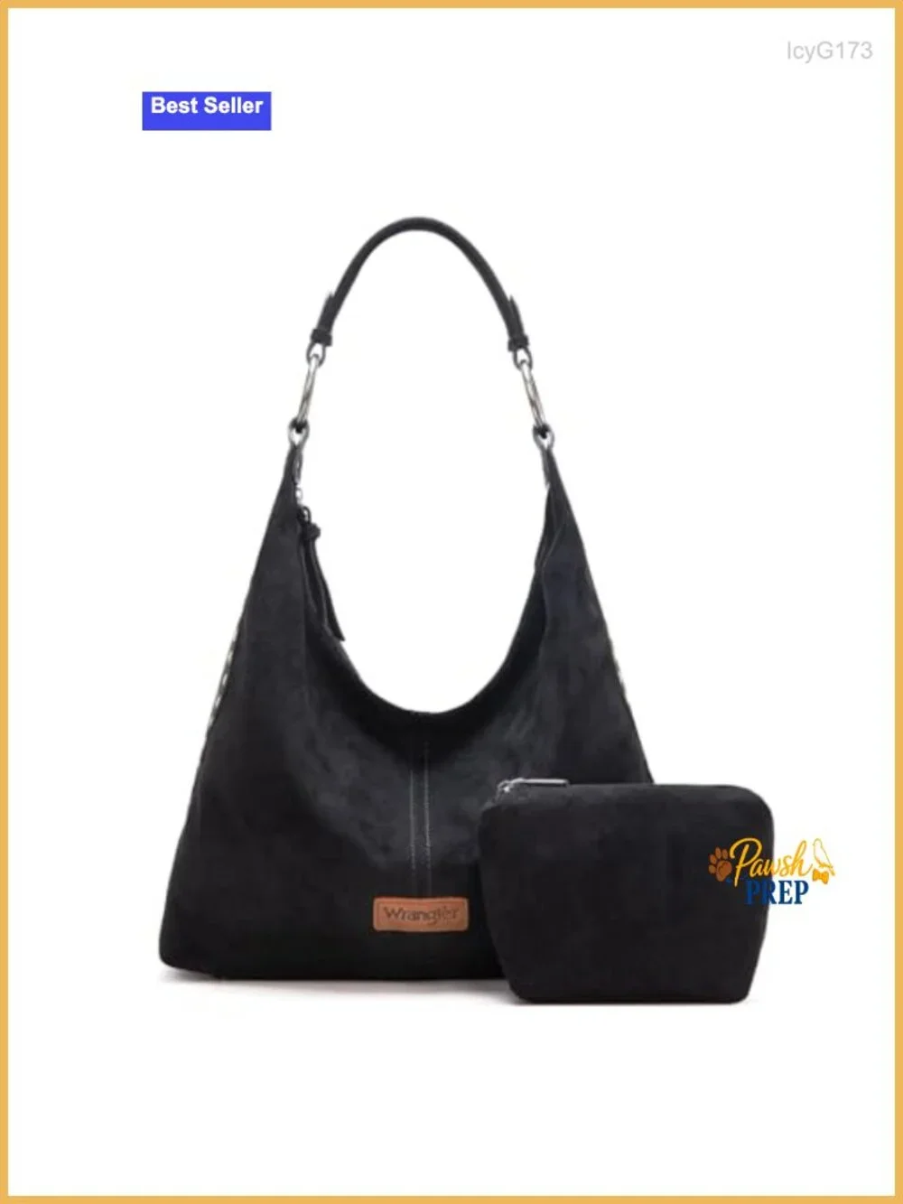 Wrangler Suede Hobo Purse Women Embossed Slouchy Shoulder Bag 2Pcs Set